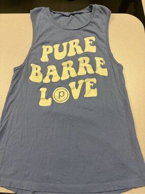 Pure Barre Love Graphic Tank - Blue with Cream Print